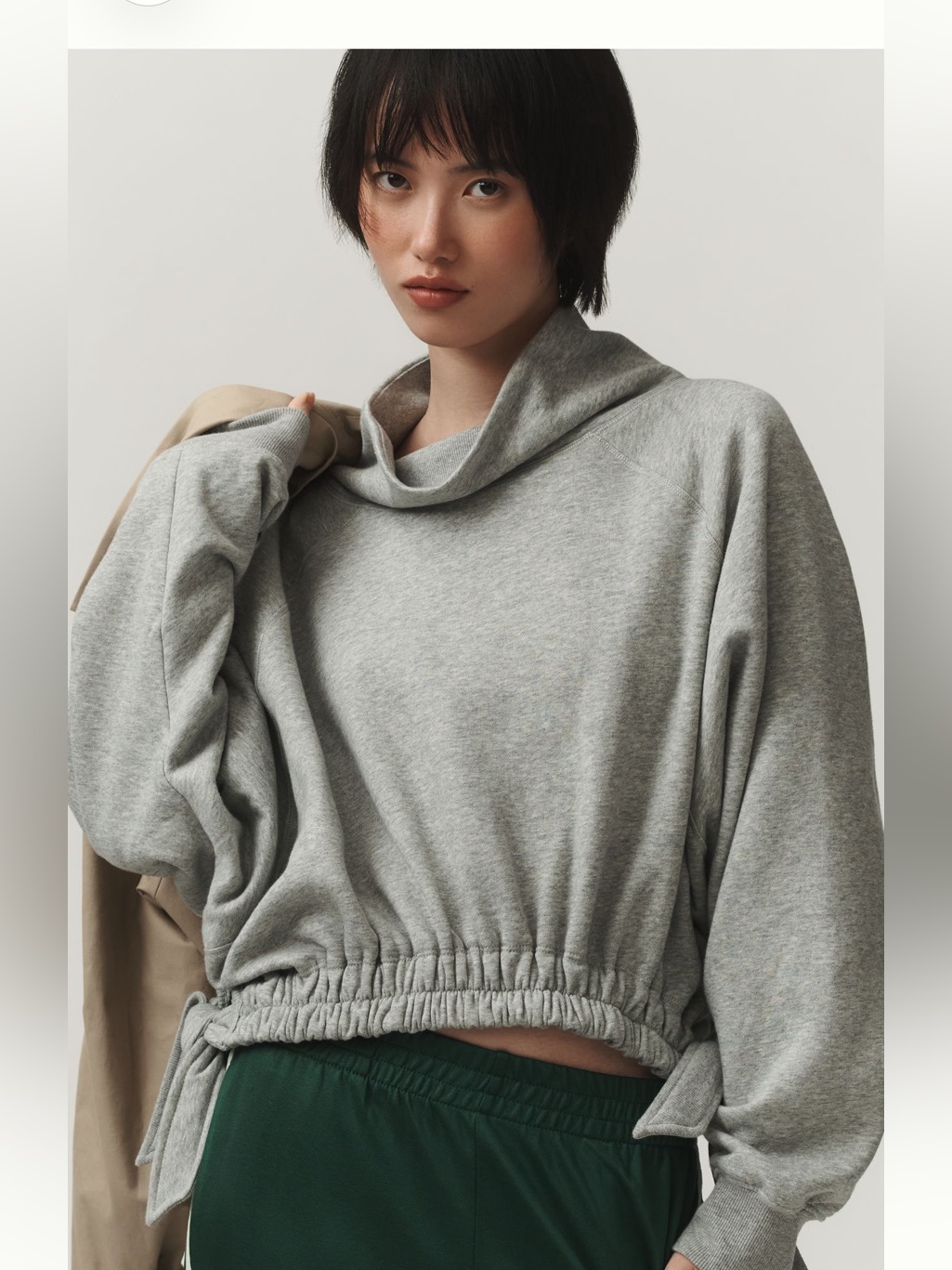 Daily Practice By Anthropologie Long-Sleeve Funnel Neck Sweatshirt Grey Medium